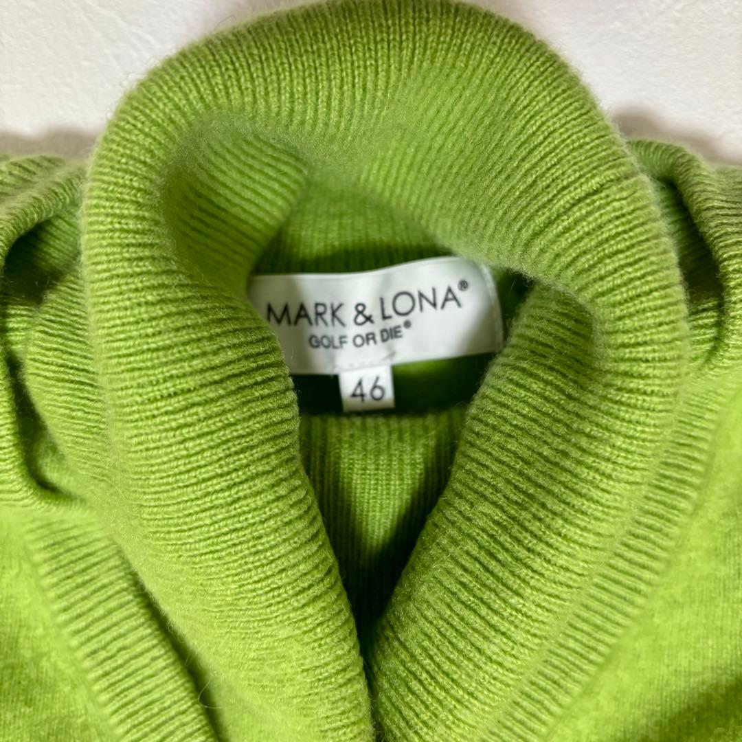 マークアンドロナ カシミヤ100％ タートルネックニット グリーン 46 ゴルフ