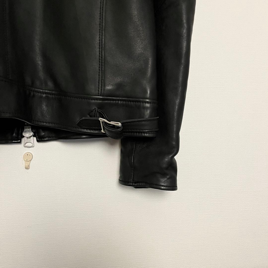 【未使用に近い★希少襟付】ナノユニバースシングルライダース ラムレザージャケット