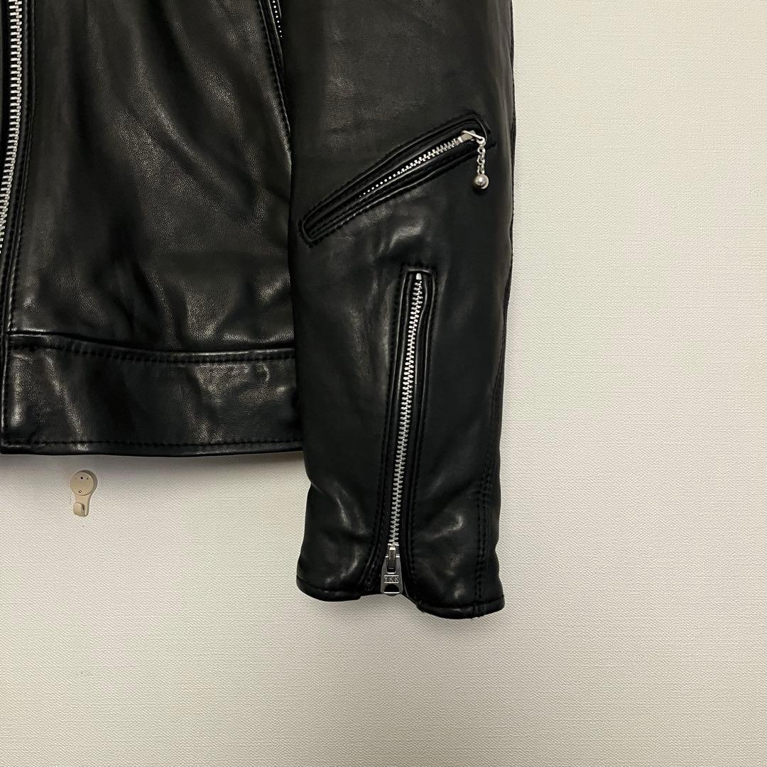 【未使用に近い★希少襟付】ナノユニバースシングルライダース ラムレザージャケット