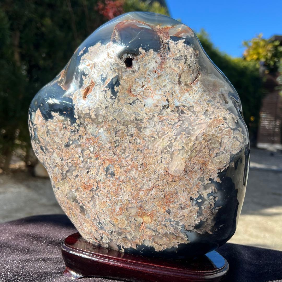 ✳️素敵な色合いと輝き✨ジオードメノウのパワー☆極大サイズ 赤メノウ 瑪瑙 天然石