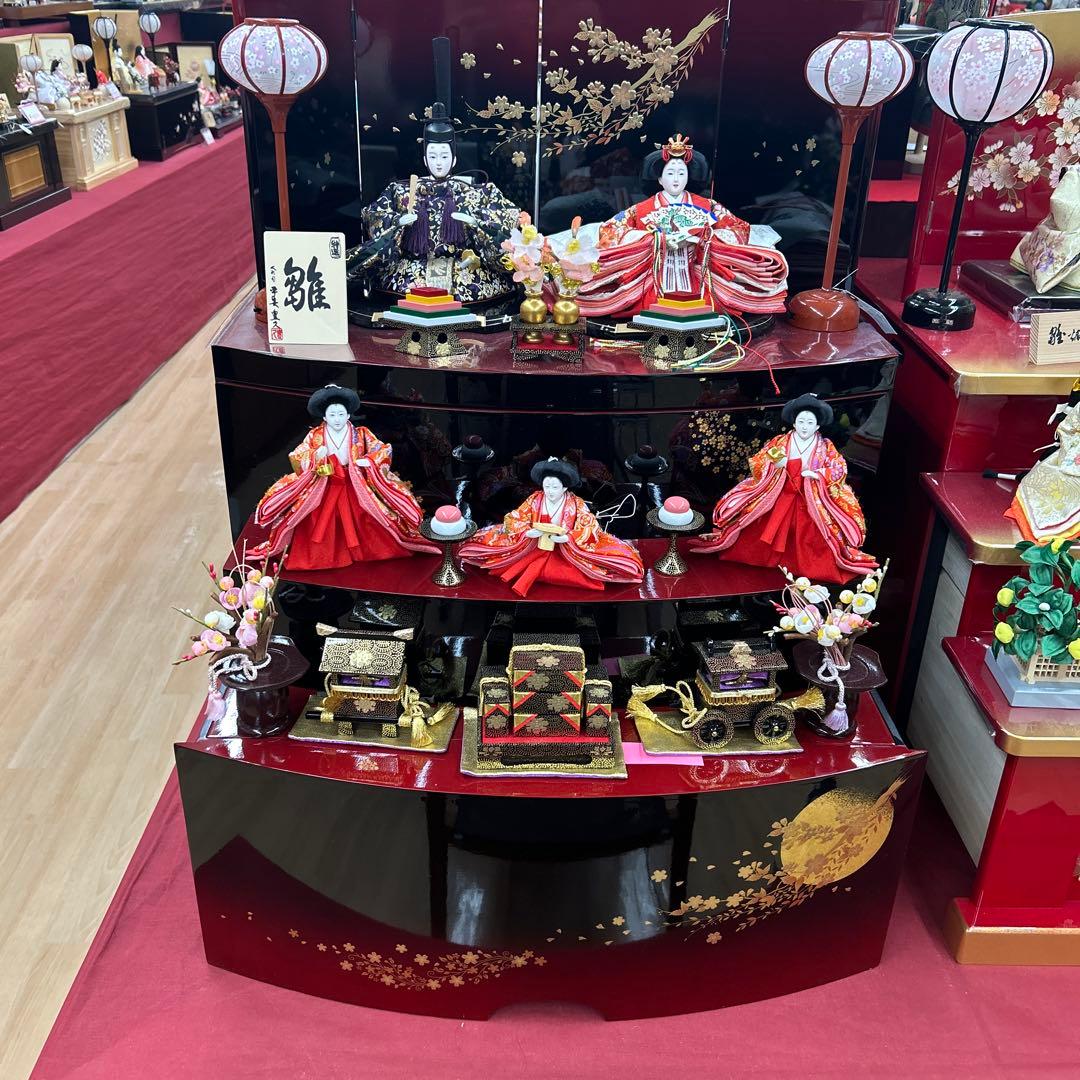 ＊木製三段収納5人飾り＊