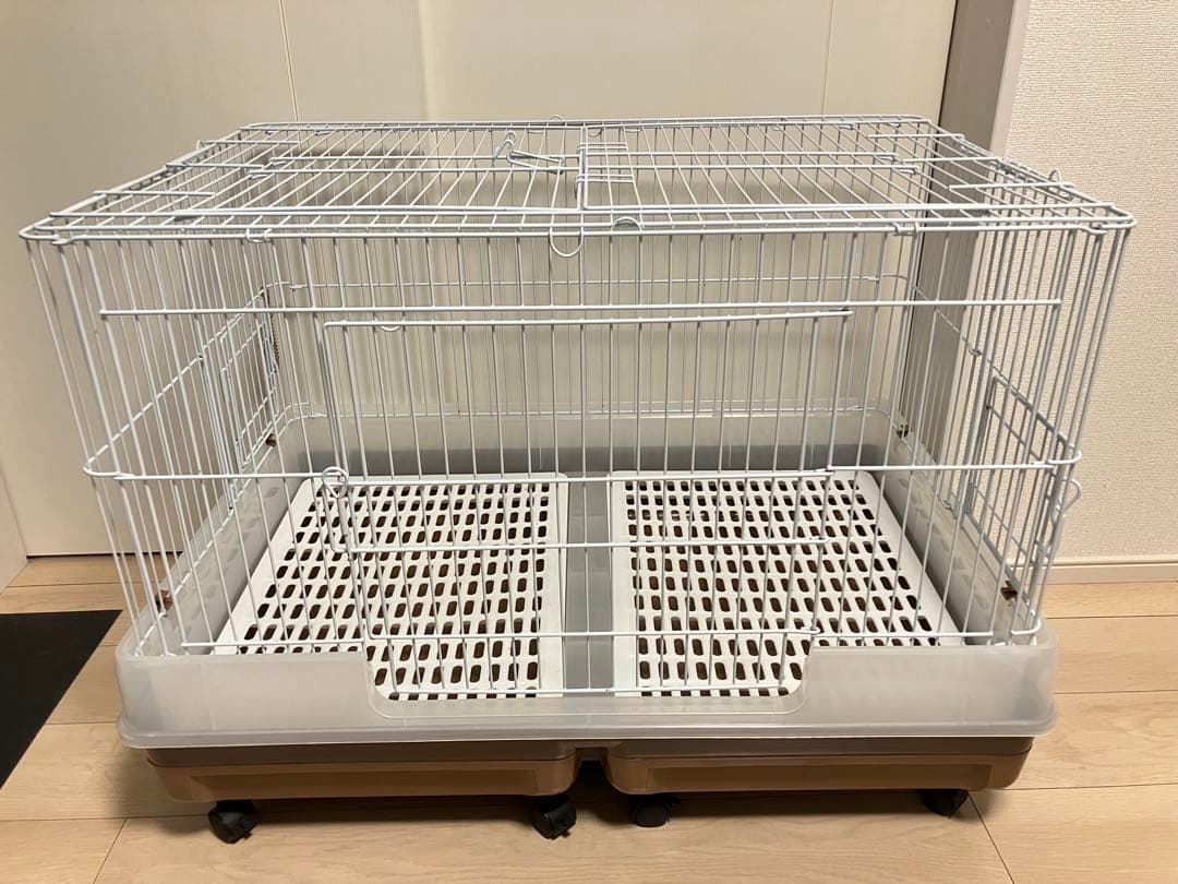 マルカンうさぎのカンタンおそうじケージワイドB フラワン（90x60x60cm）