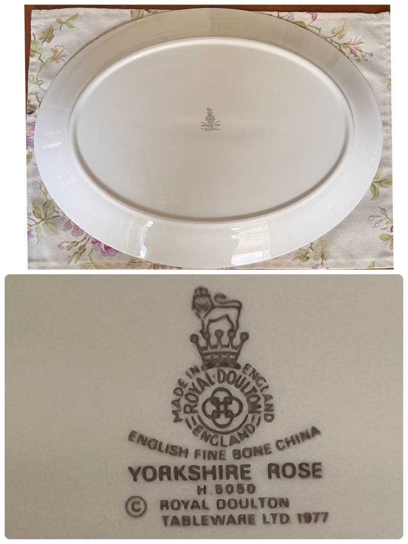 【希少品】英国製　ロイヤルドルトン★ヨークシャーローズ★ラージオーバルプレート