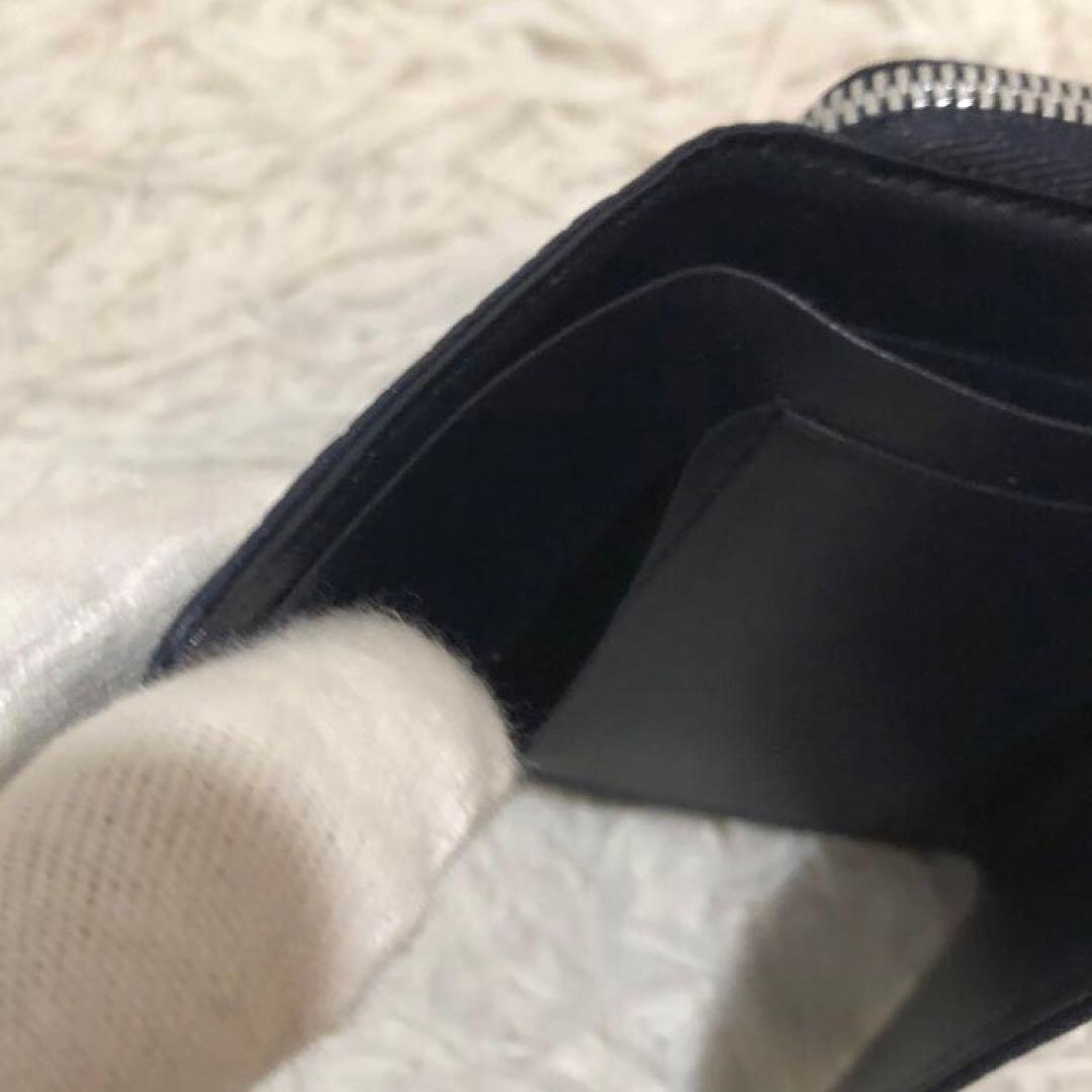 未使用✨ココマイスター　 レザー　三つ折り財布　 コンパクトウォレット ネイビー