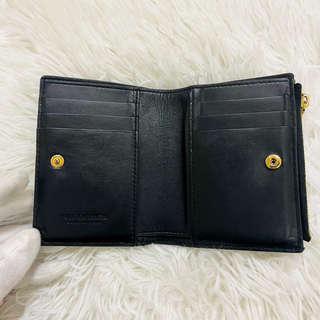 極美✨ボッテガヴェネタ 二つ折り財布 カセット レザー 黒