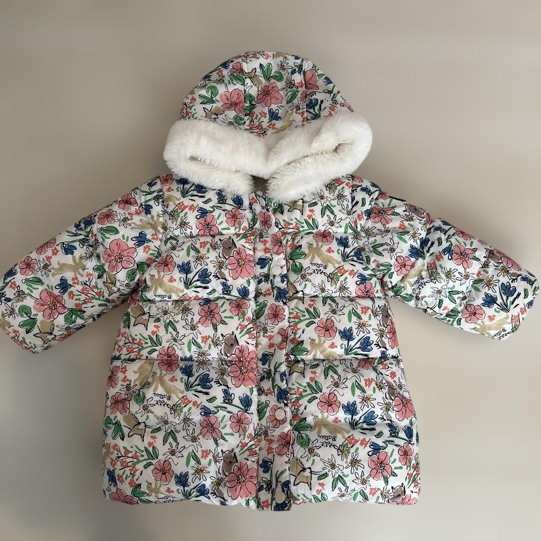 【美品】プチバトーPETIT BATEAU 花柄中綿コート 24m 86cm