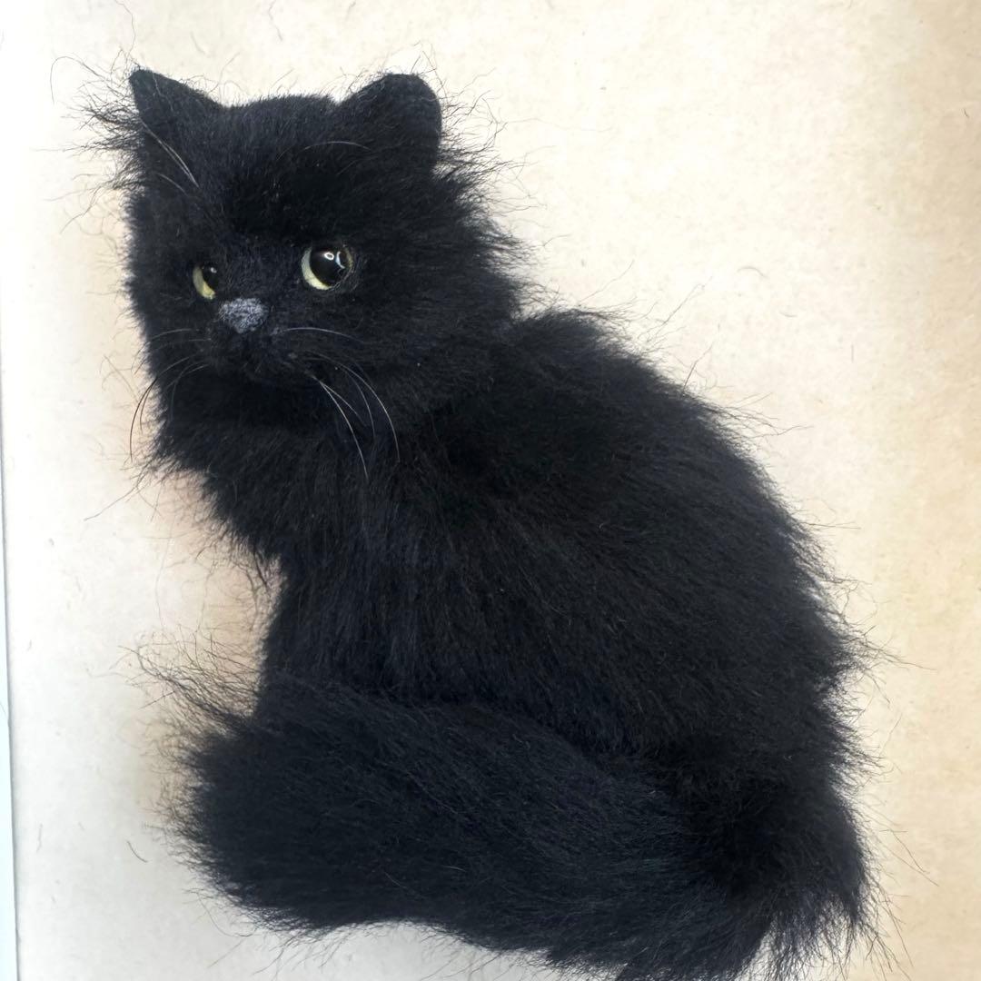 羊毛フェルト猫 黒猫ブローチ