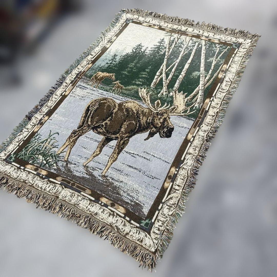 ヘラジカ　マルチカバー　ソファーカバー　ヴィンテージラグ　190x122