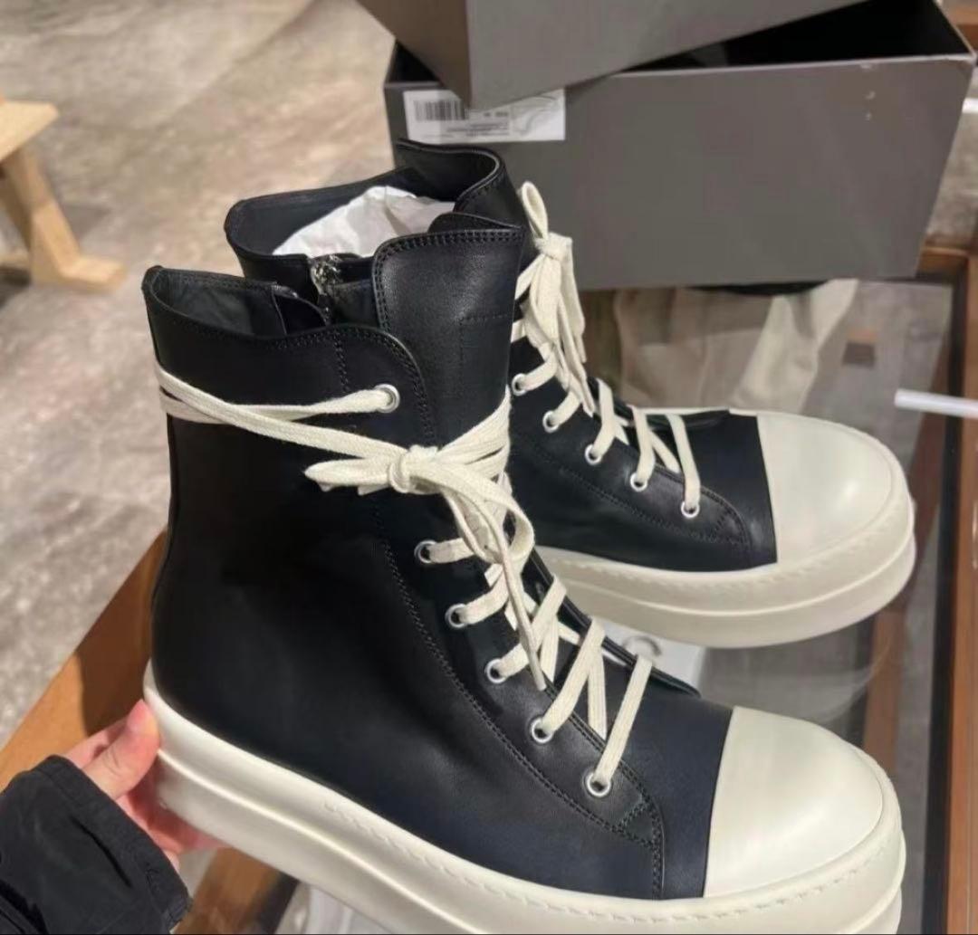 n*·様 rick owens ハイカットスニーカー ブラック 厚底7cm /3