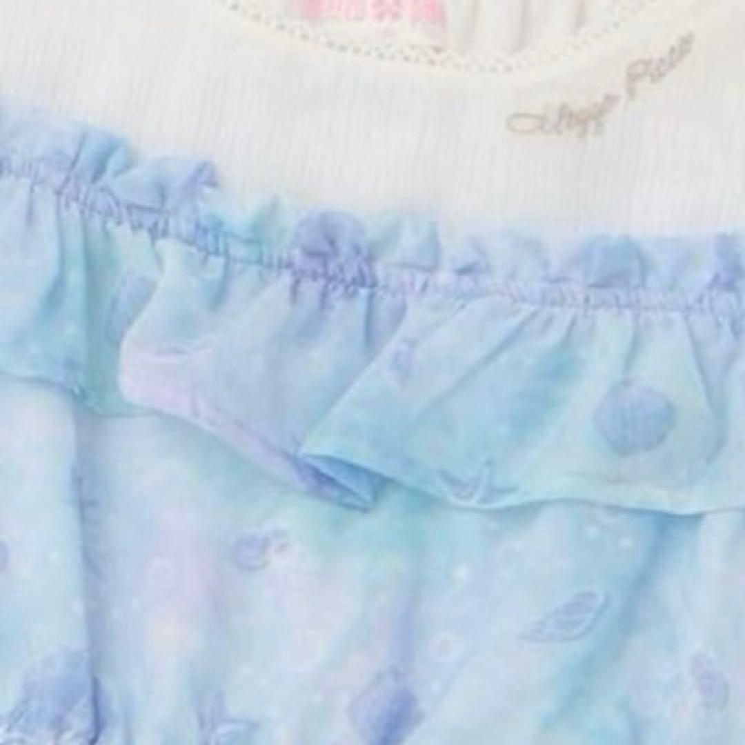 メゾピアノ シェル柄シフォン　肩開きワンピース　140