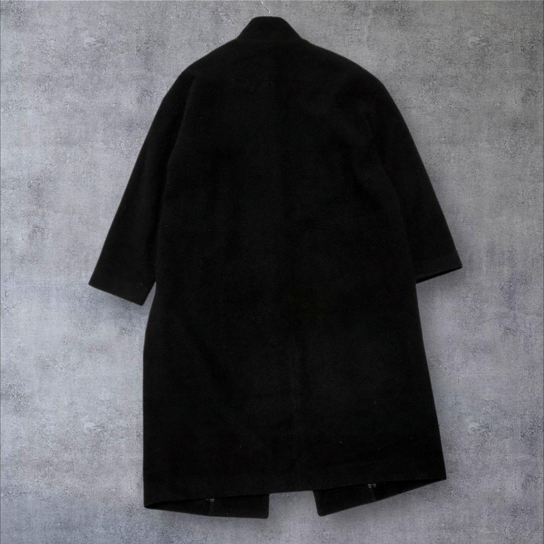 美品mizuiro indウールブレンド 黒チェスターコート スタンドカラー