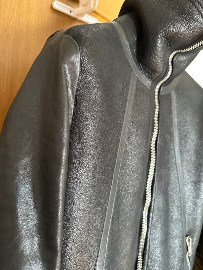 名作‼️RickOwensmoutonleather jacketdrkshdw