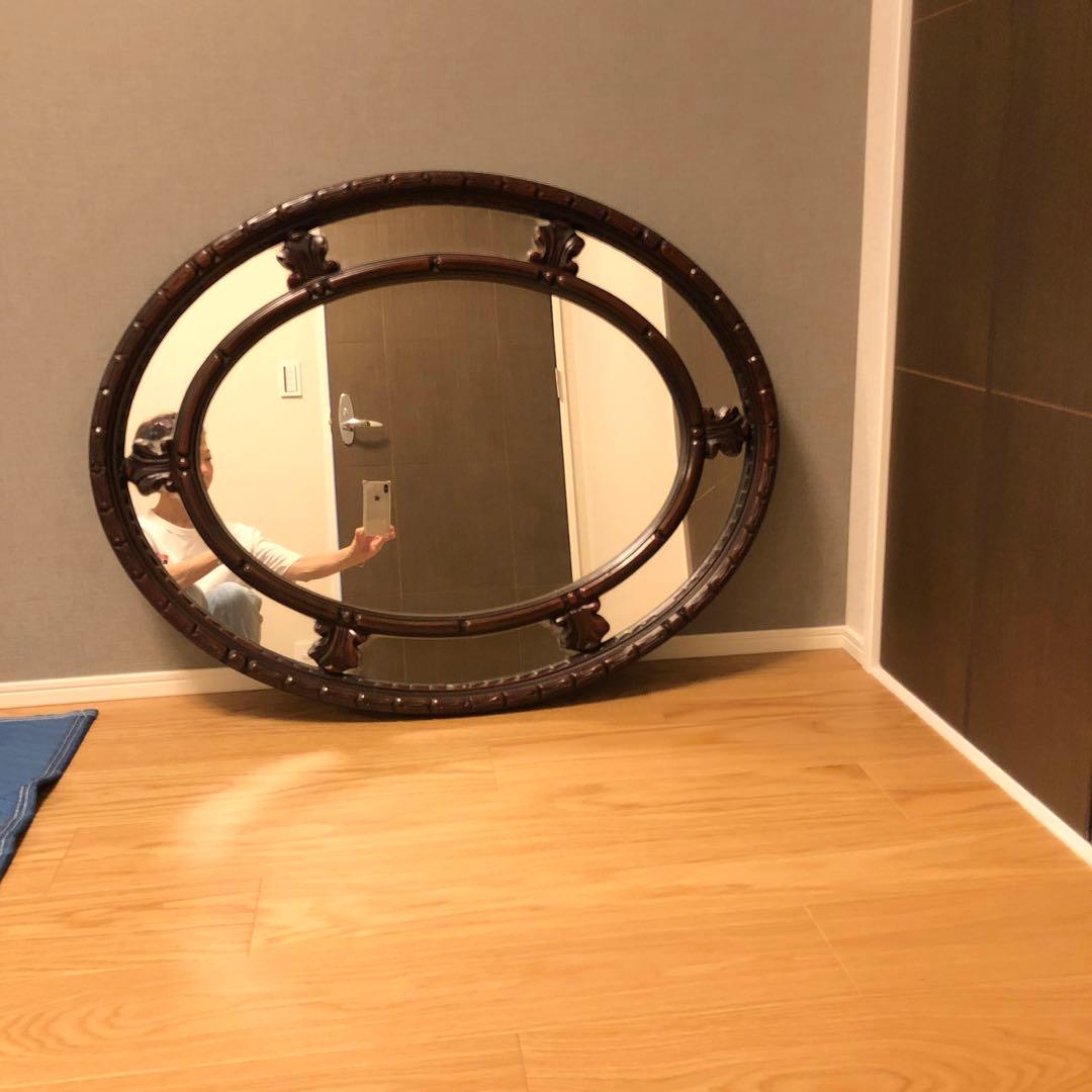 英国アンティーク　マホガニー壁掛けミラー