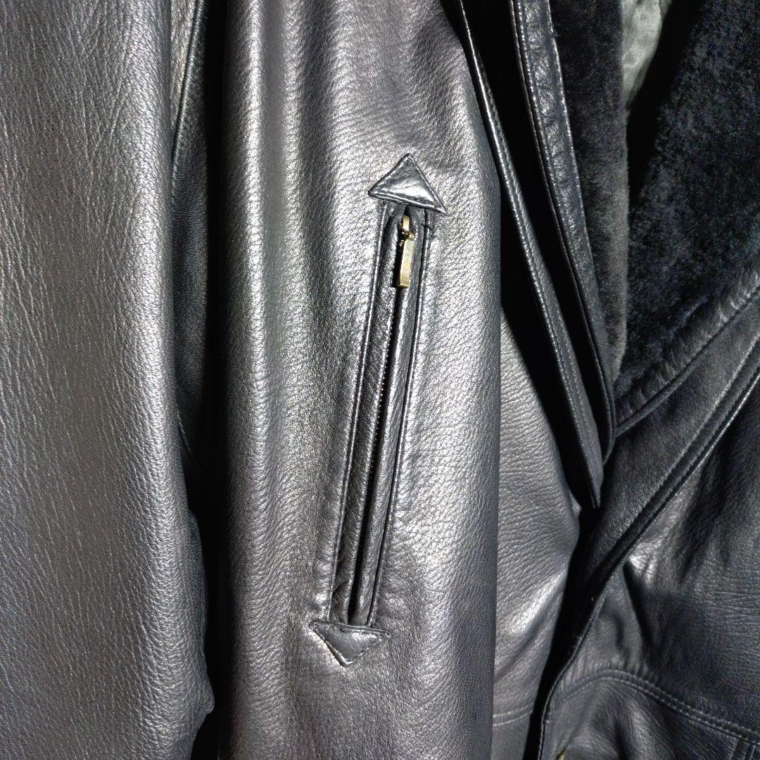 ムッシュパリ ラム レザー 羊革 キルティング ムートン コート ブラック XL