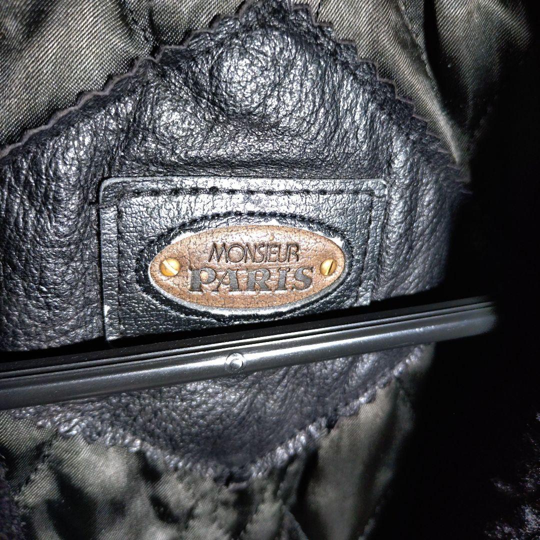 ムッシュパリ ラム レザー 羊革 キルティング ムートン コート ブラック XL