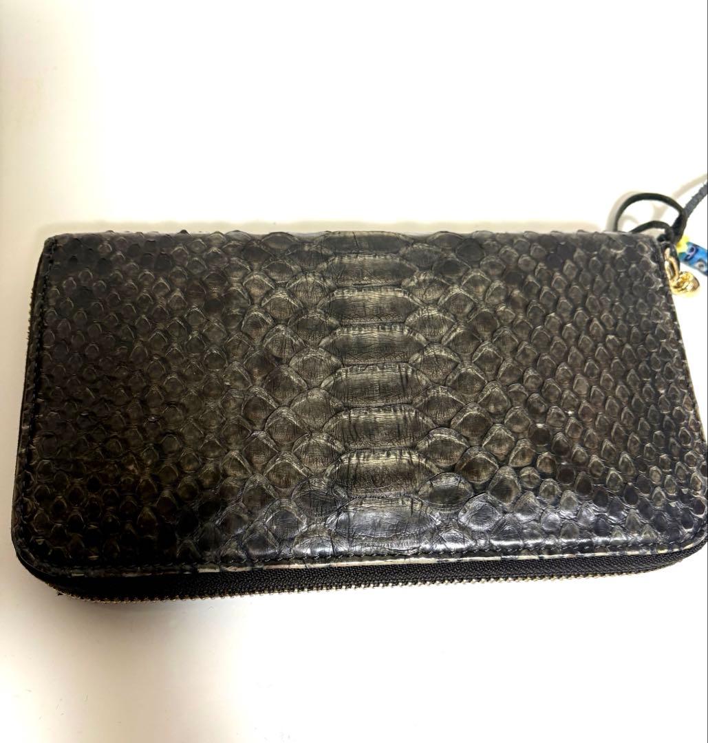 T*m様 ブルーナボイン 墨染め パイソン 長財布 希少 BRU NA BOIN