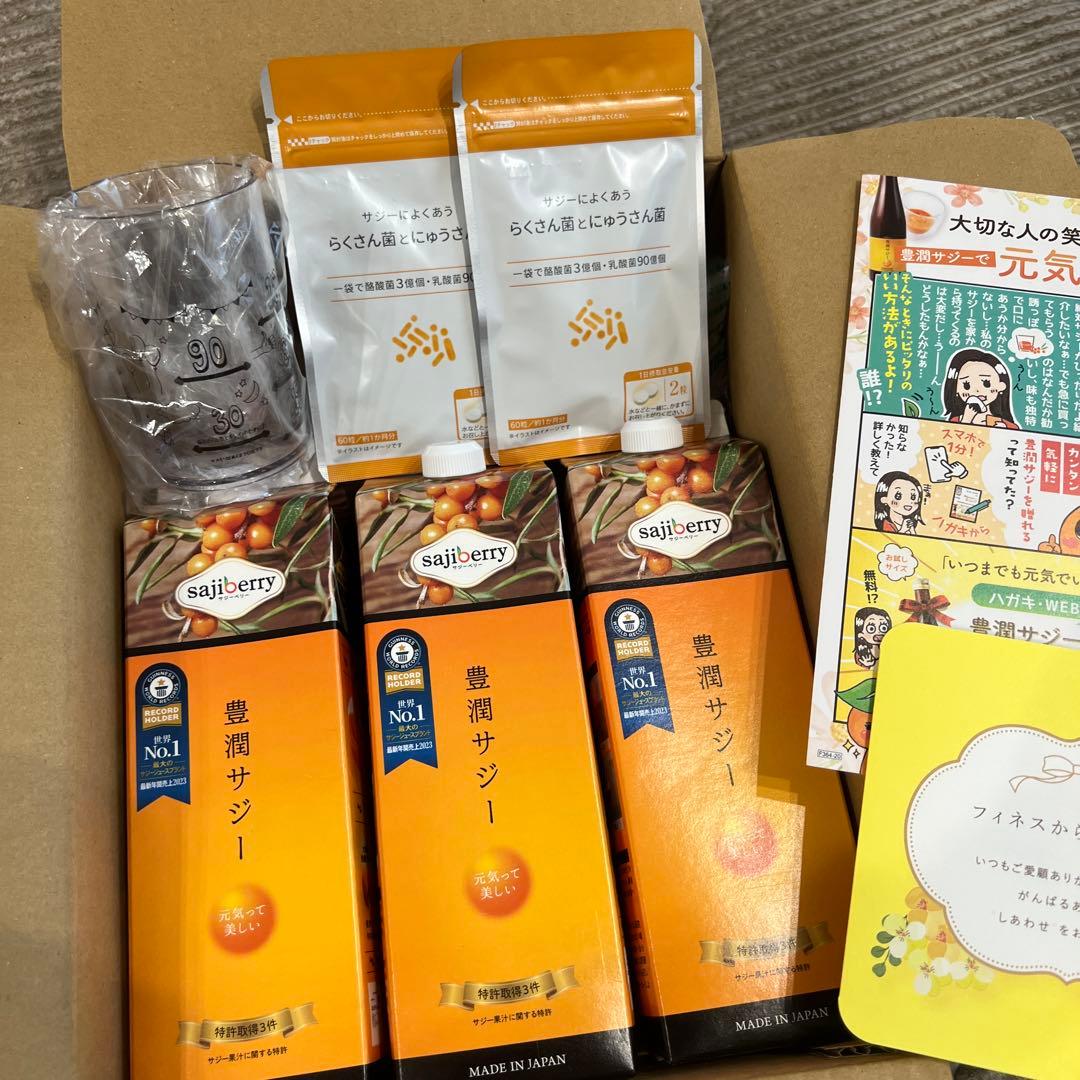 豊潤サジー 1000ml×3本 サプリ×2袋 計量カップ セット 健康 鉄分補給