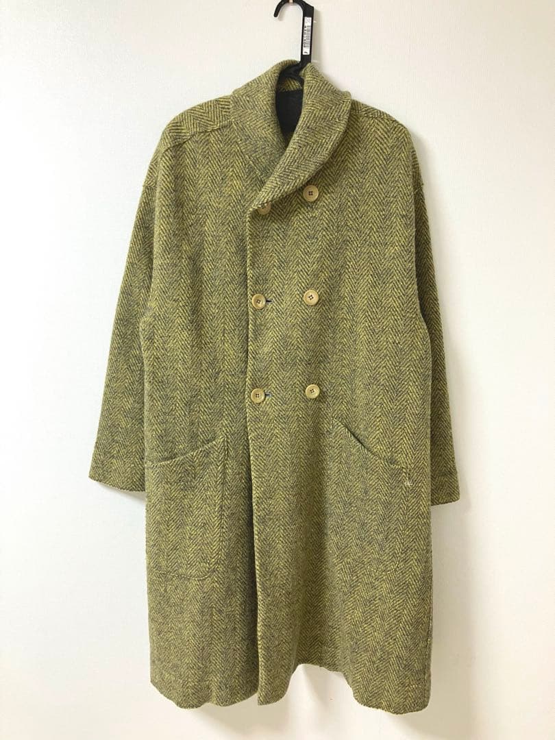 45R★ジェットランドヘリンボンカウチンコート★マスタード×グレー