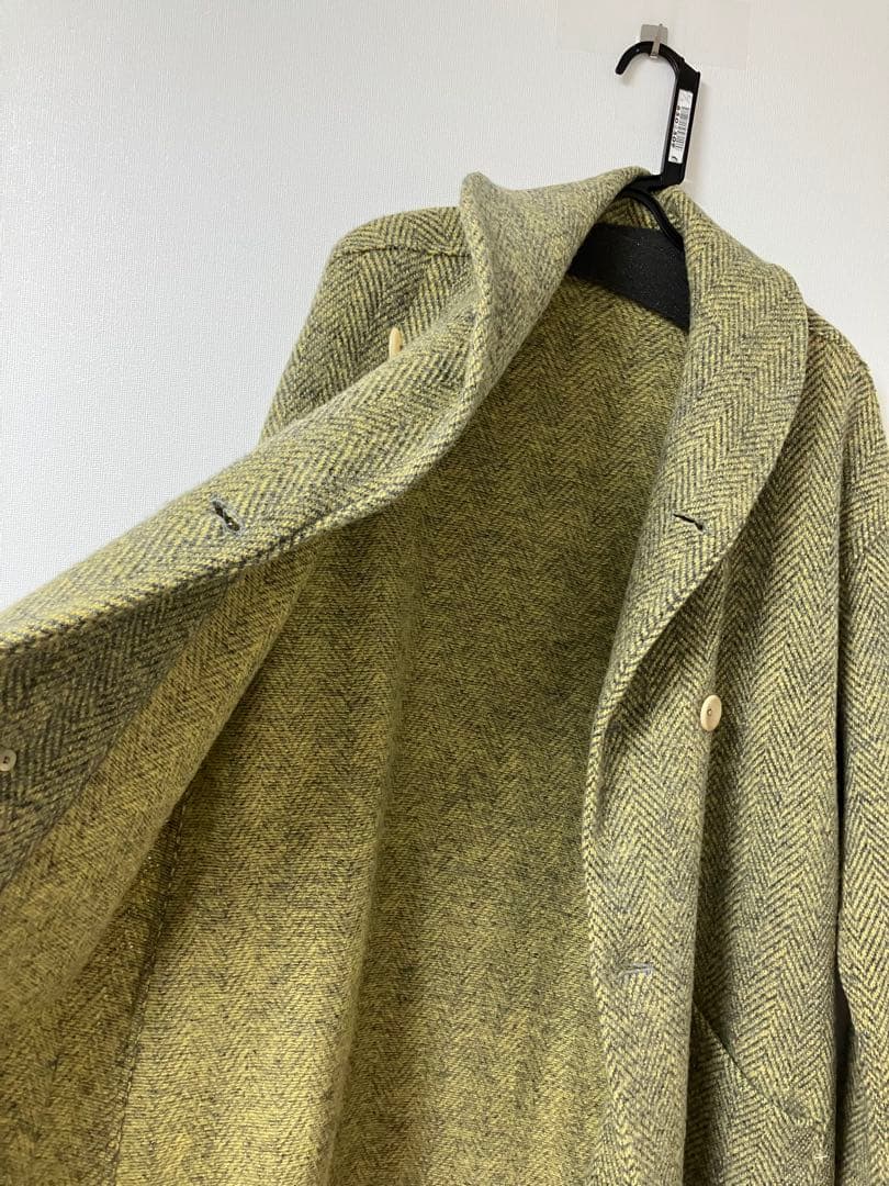 45R★ジェットランドヘリンボンカウチンコート★マスタード×グレー