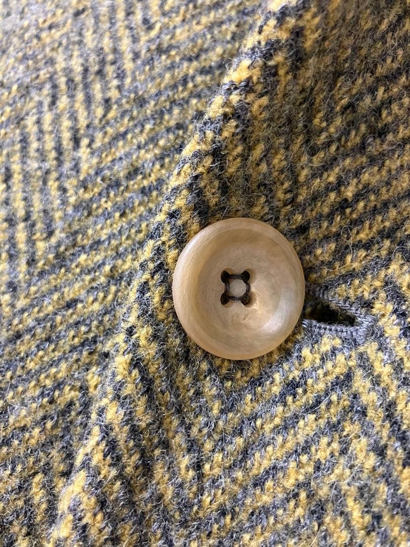 45R★ジェットランドヘリンボンカウチンコート★マスタード×グレー