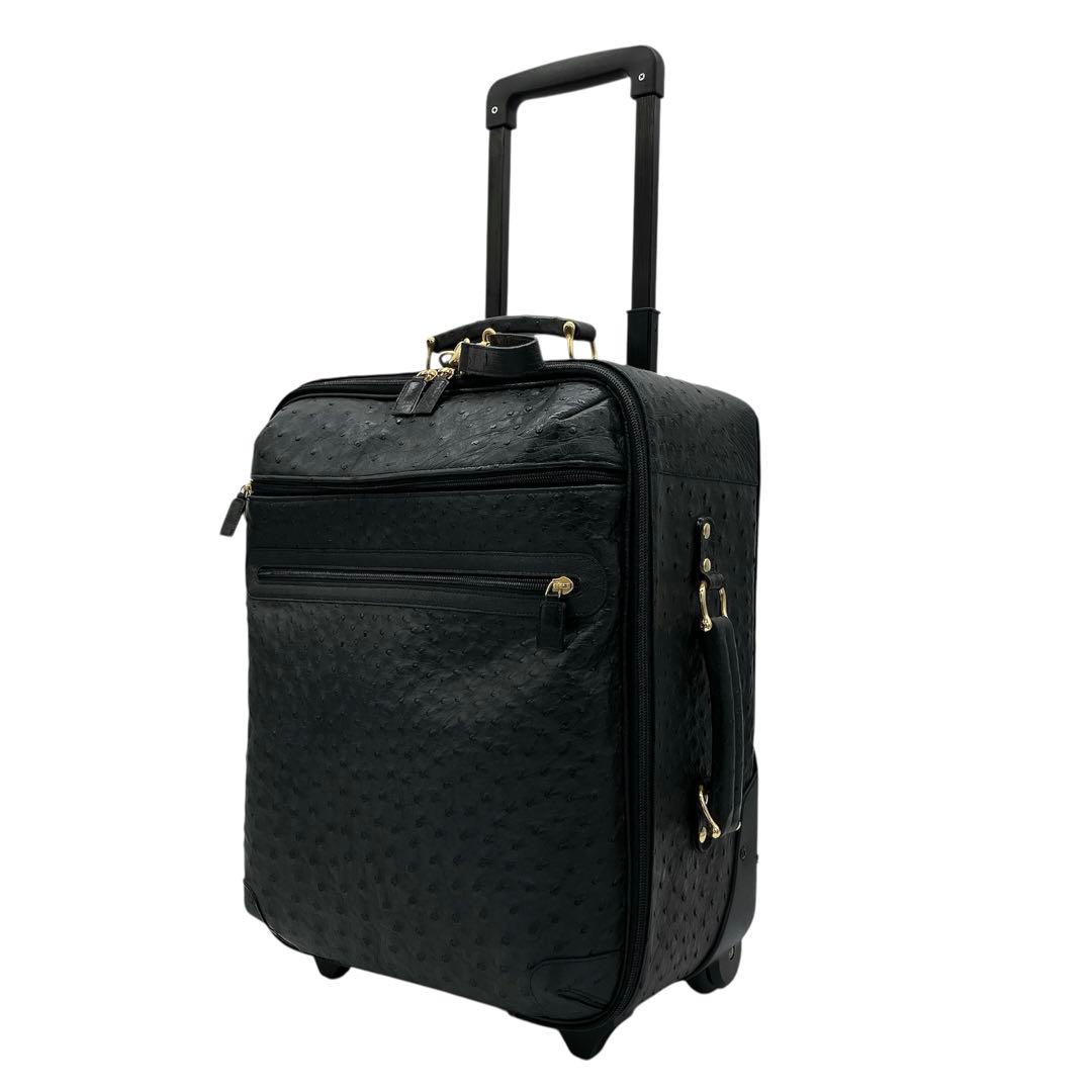 【オーストリッチ本革】JARDIN DES SACS キャリーケース　ブラック.