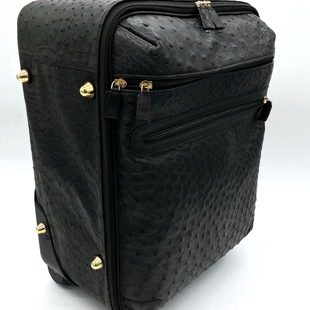 【オーストリッチ本革】JARDIN DES SACS キャリーケース　ブラック.