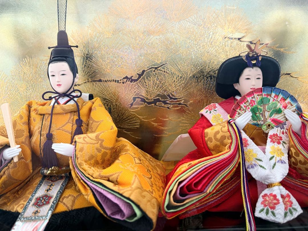 【美品】【人気工房 雅秀作】雛人形 親王飾り アクリルケース入り