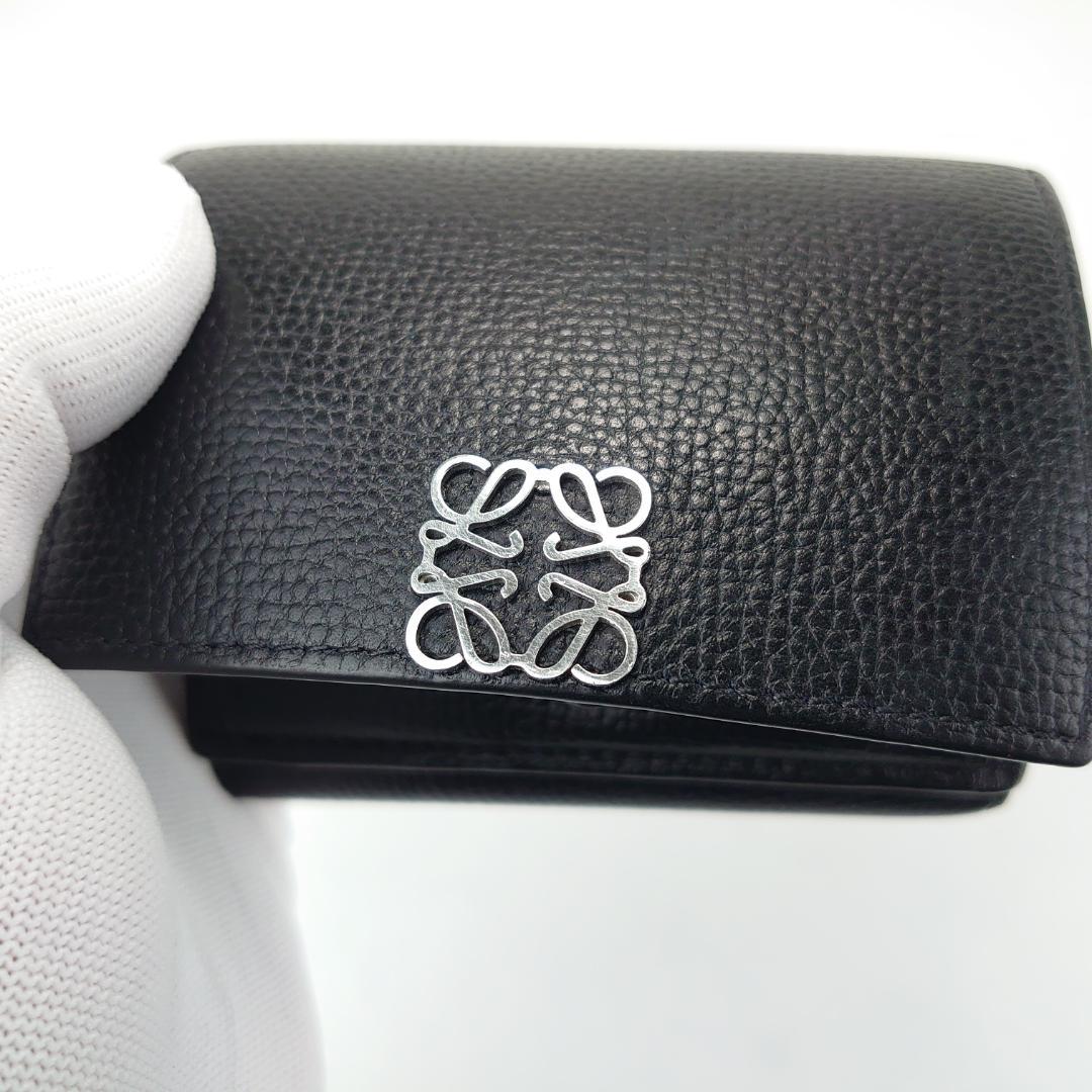 【美品】ロエベ　トライフォ－ルド　三つ折りナノ財布　ダブルホック　1211