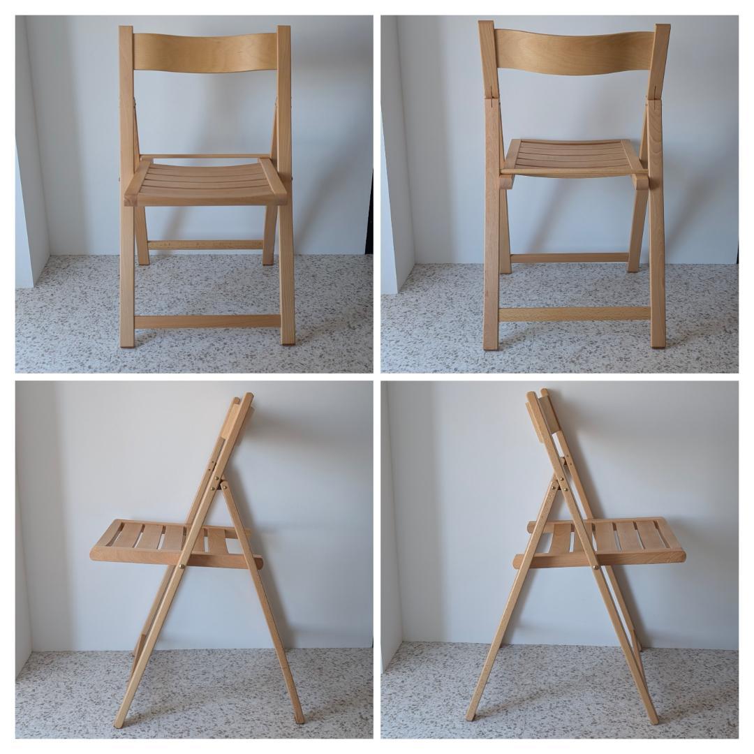 90s ビンテージ 無印 イタリア製 ブナ材 折りたたみチェア 2脚セット 美品