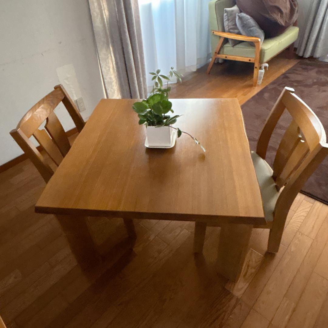 耳付き 90cm角】飛騨産業 キツツキマーク ダイニングテーブル 高さ低め