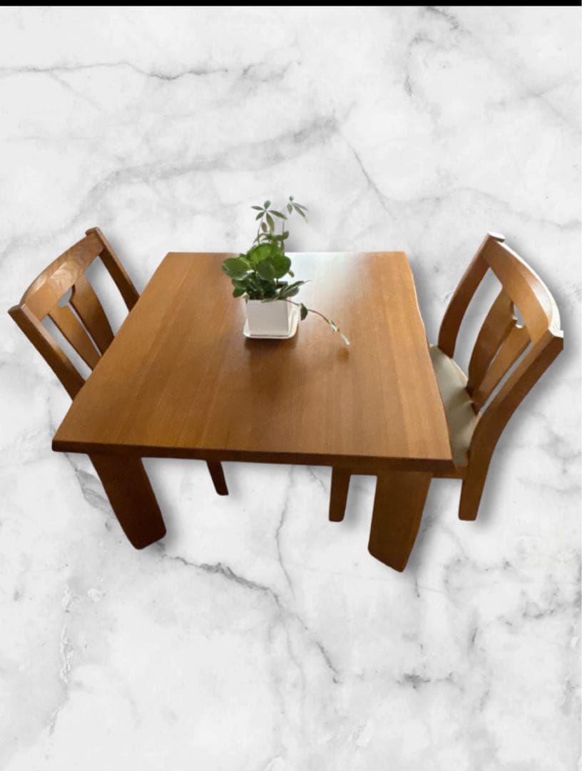 耳付き 90cm角】飛騨産業 キツツキマーク ダイニングテーブル 高さ低め