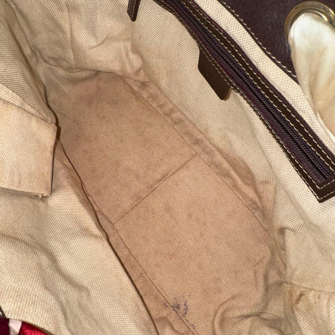 GUCCI グッチ スカーフ GG柄ジャガード×本革 レザー トートバッグ