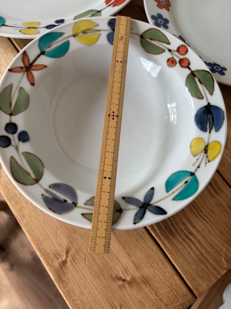 徳永優心 九谷青窯 九谷焼き プレート 皿 3枚セット 色絵花つなぎ