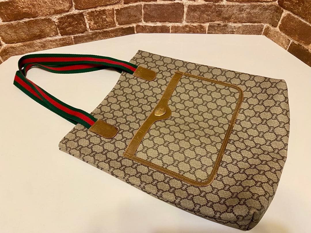 可愛い❗️GUCCIトートバッグ　GGPLUS シェリーライン　オールドグッチ