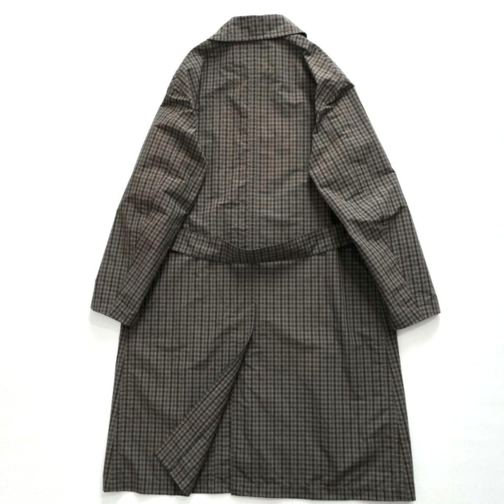 DANTON✨️ナイロン タフタ ステンカラー コートチェック柄