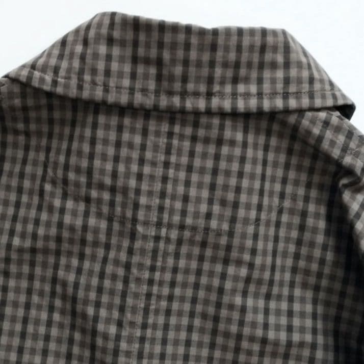 DANTON✨️ナイロン タフタ ステンカラー コートチェック柄