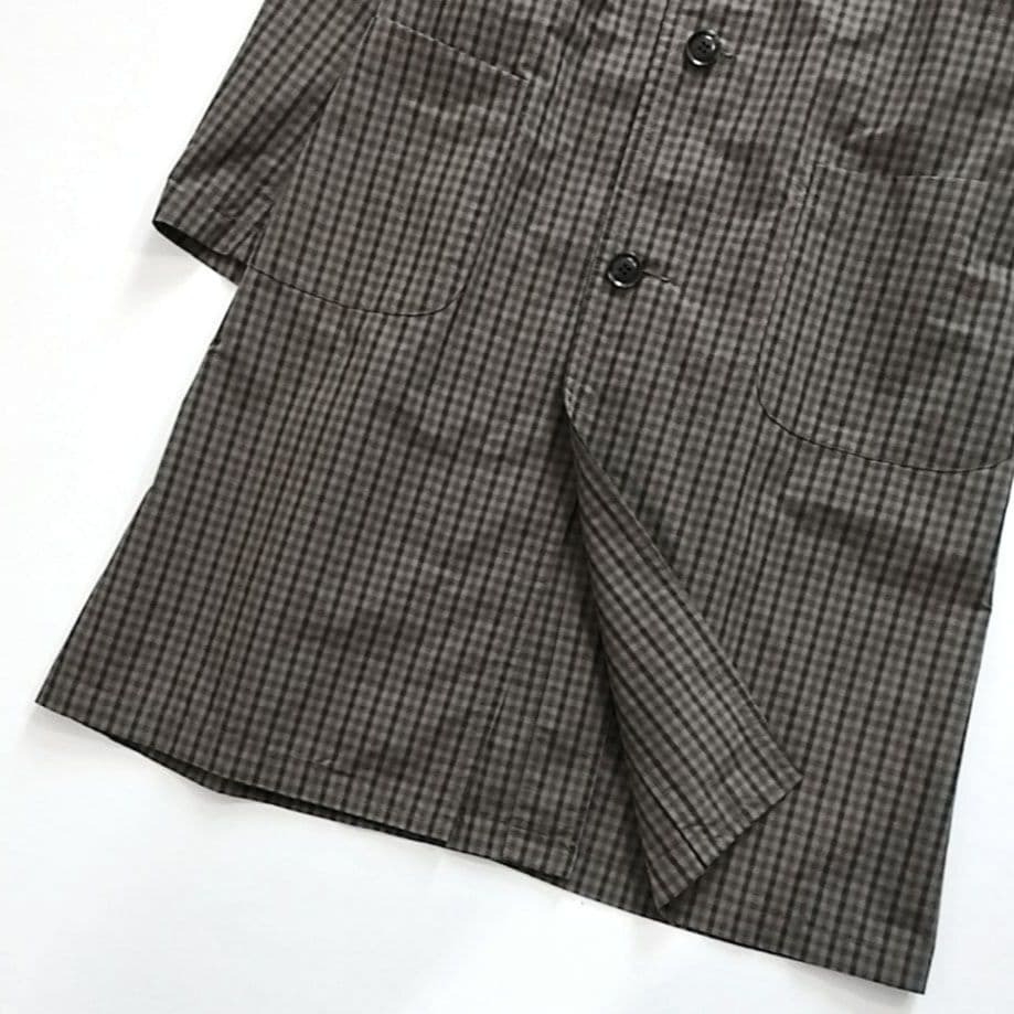 DANTON✨️ナイロン タフタ ステンカラー コートチェック柄