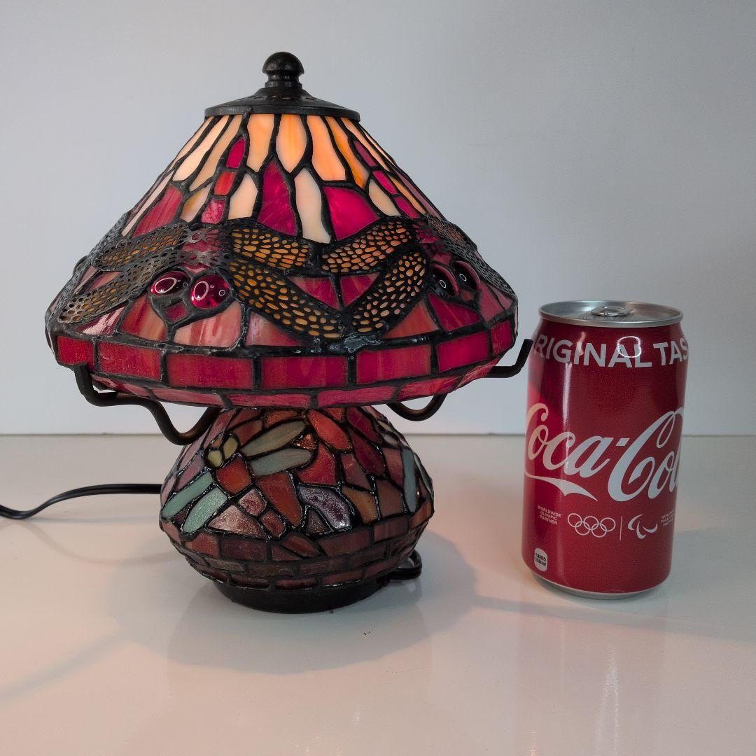 【 アンティーク 】 ステンドグラス／テーブルライト／トンボ／立体ガラス