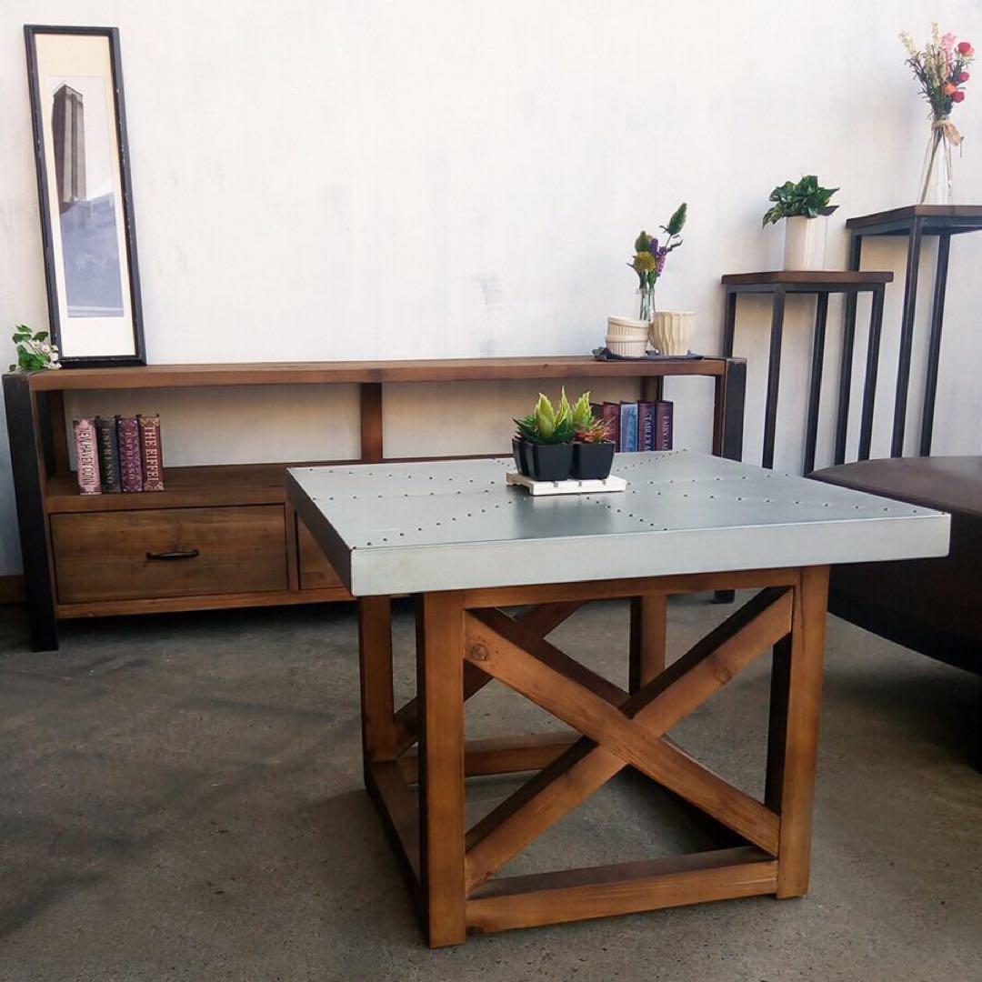 【ブルックリン家具】古材 × 亜鉛天板 コーヒーテーブル W60