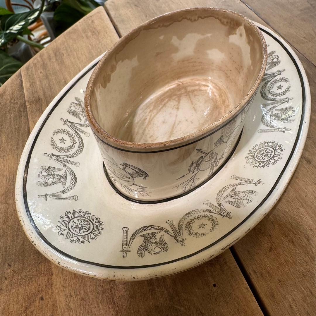 激レア！フランスアンティーク　バターケース　クレイユ窯　Terre de fer