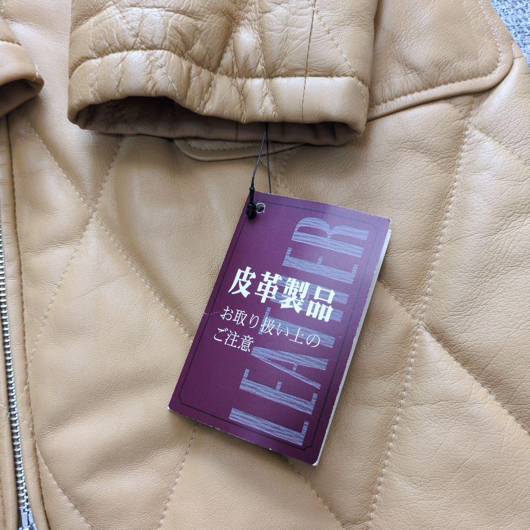 LORITTI　ラムレザー　キルティングコート　ウエストリボン付属　新品タグ付き