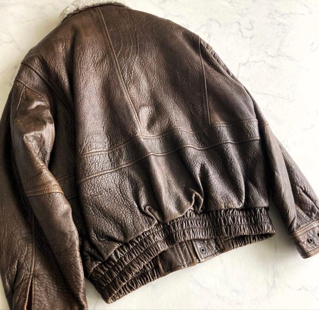 【状態良好】ヴィンテージ G-1 フライトジャケット レザー × ボア　重厚個体