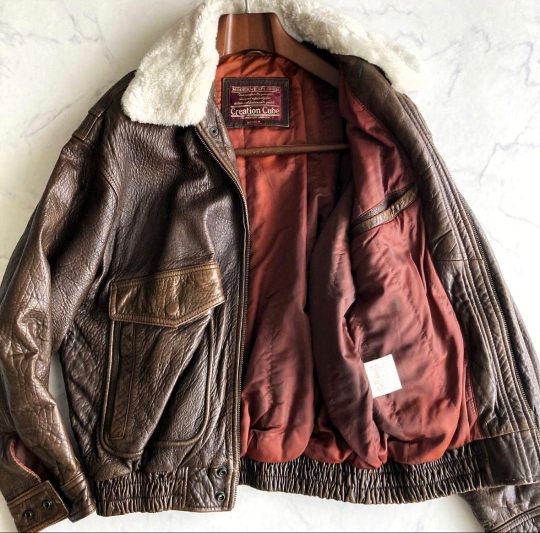 【状態良好】ヴィンテージ G-1 フライトジャケット レザー × ボア　重厚個体