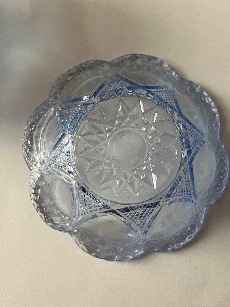 超可愛いヴィンテージガラス　小鉢5枚　ブルーのガラス　和ガラス