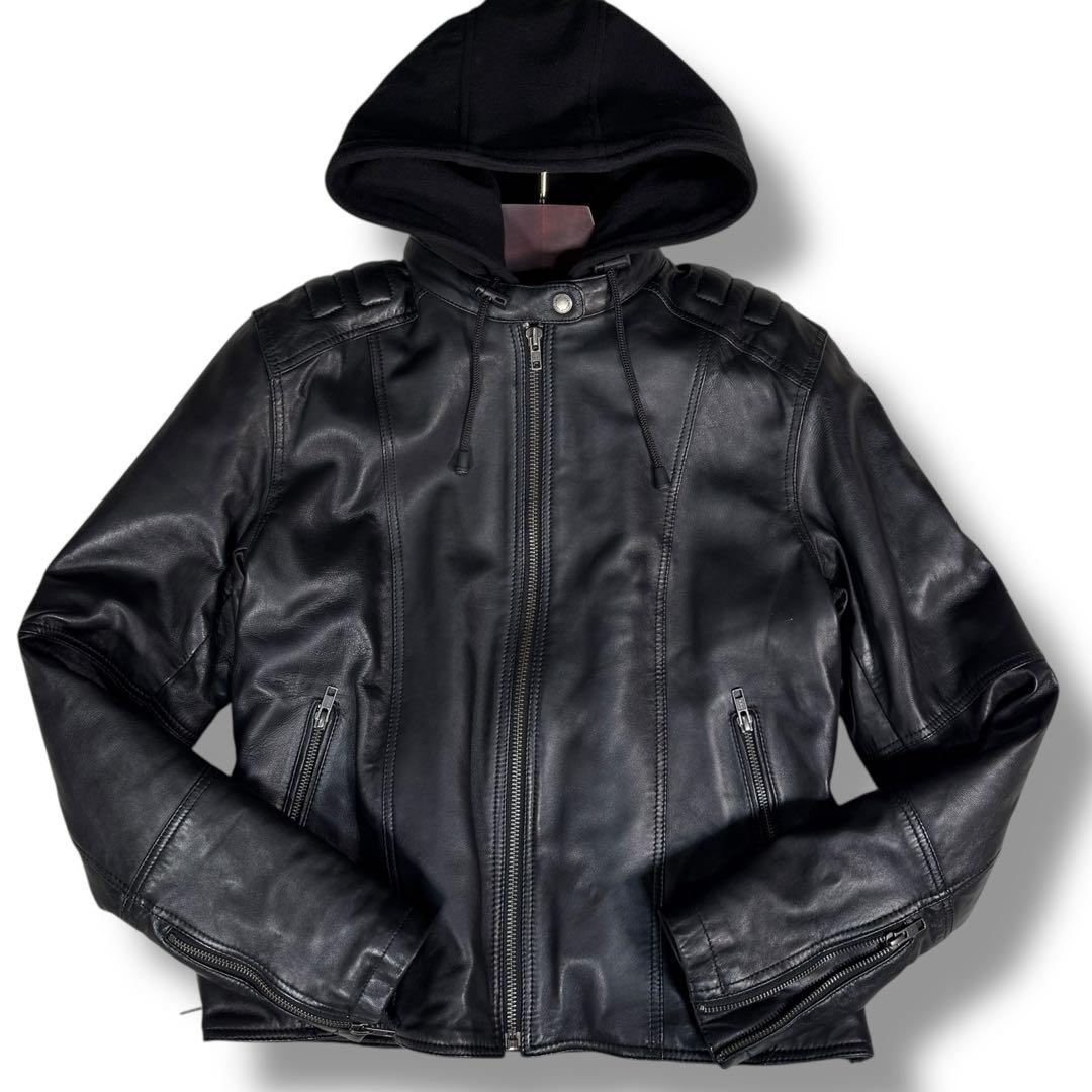 美品 DEGNER ラムレザー ライダース 2way シープレザージャケット L