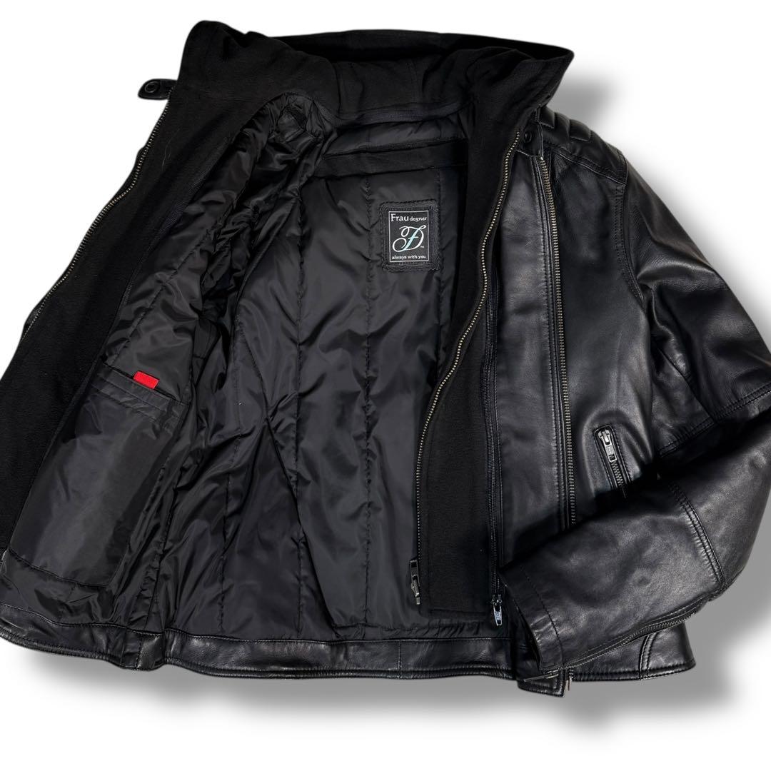 美品 DEGNER ラムレザー ライダース 2way シープレザージャケット L