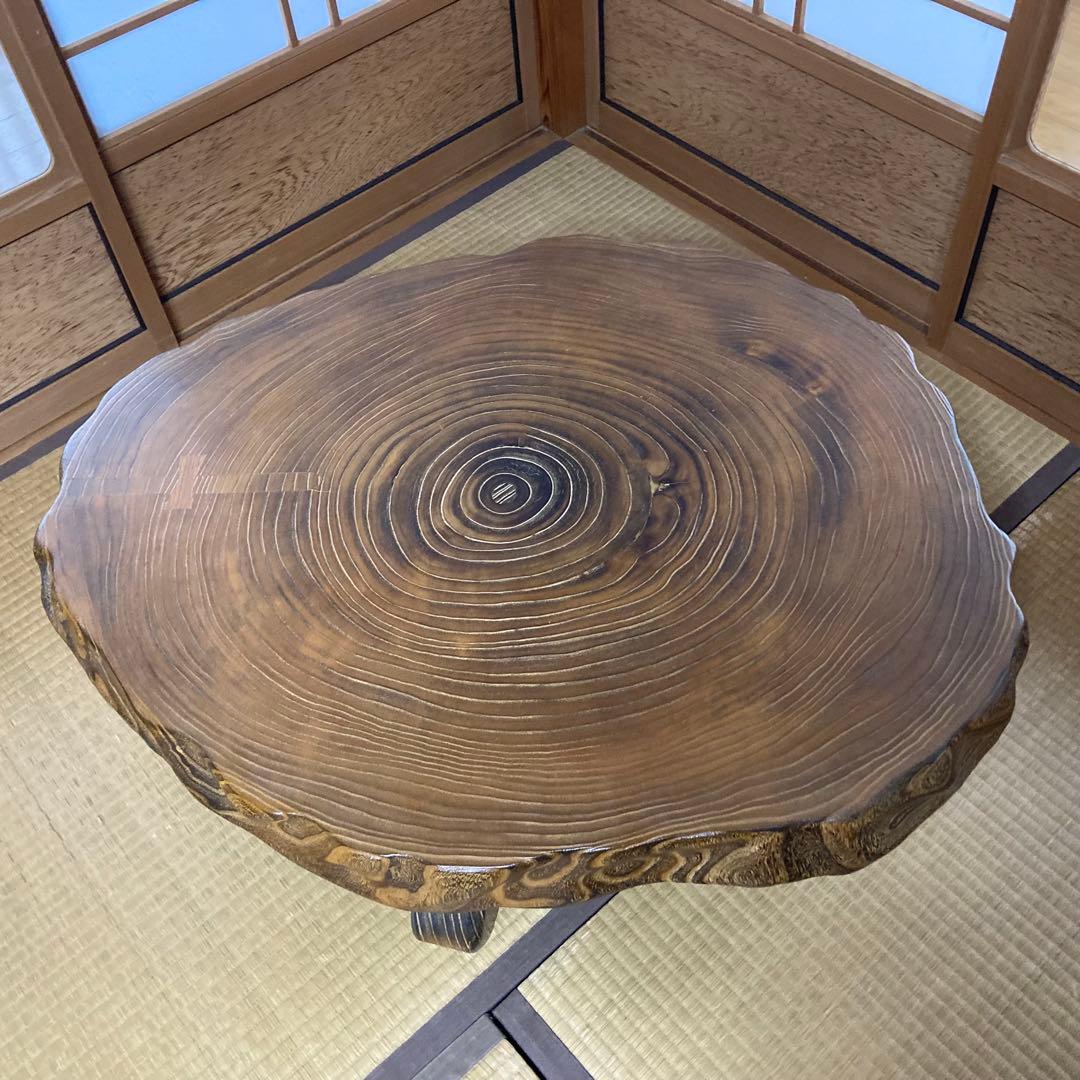 座卓 机 ローテーブル ちゃぶ台 年輪 木目 木製 和風 和室 家具 レトロ