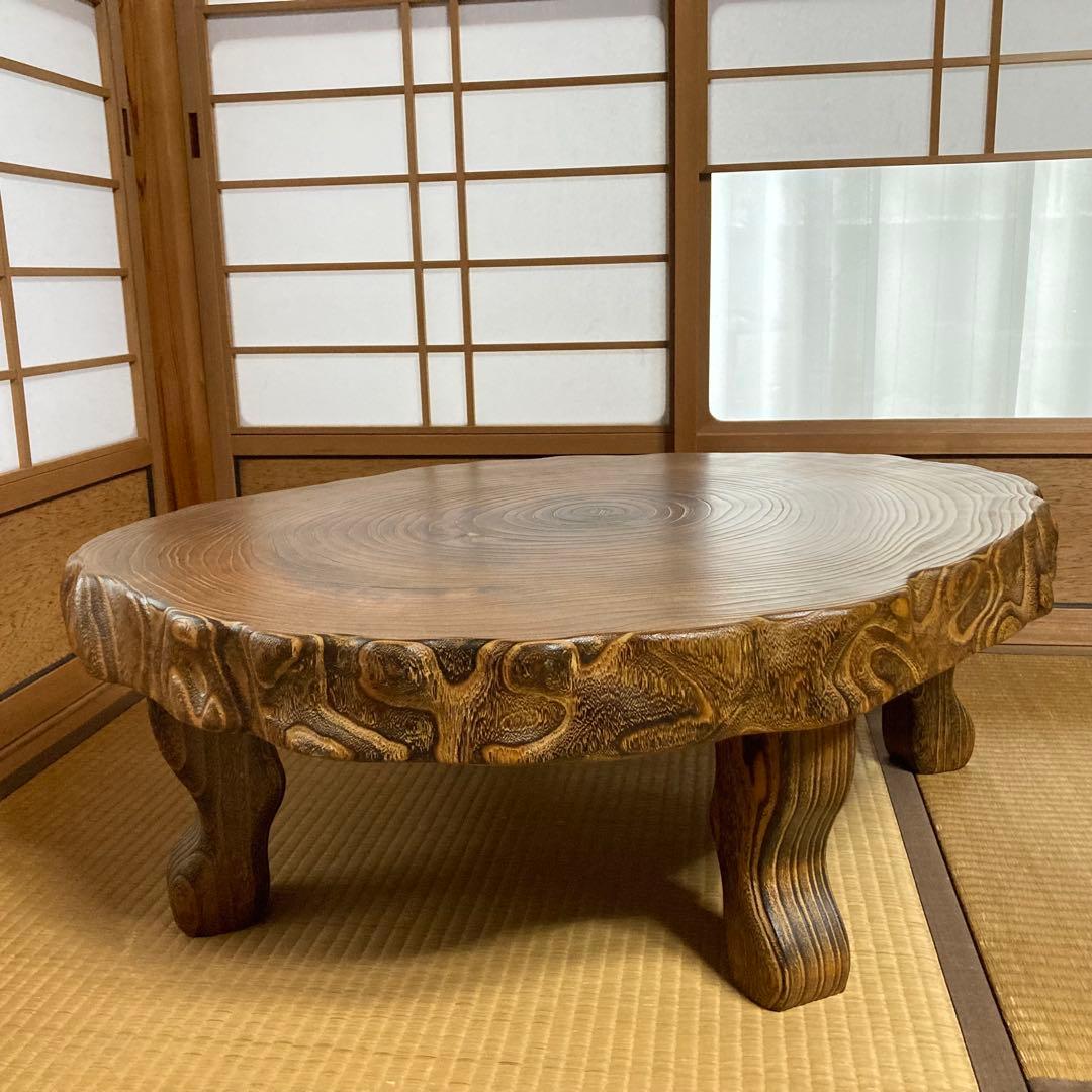 座卓 机 ローテーブル ちゃぶ台 年輪 木目 木製 和風 和室 家具 レトロ