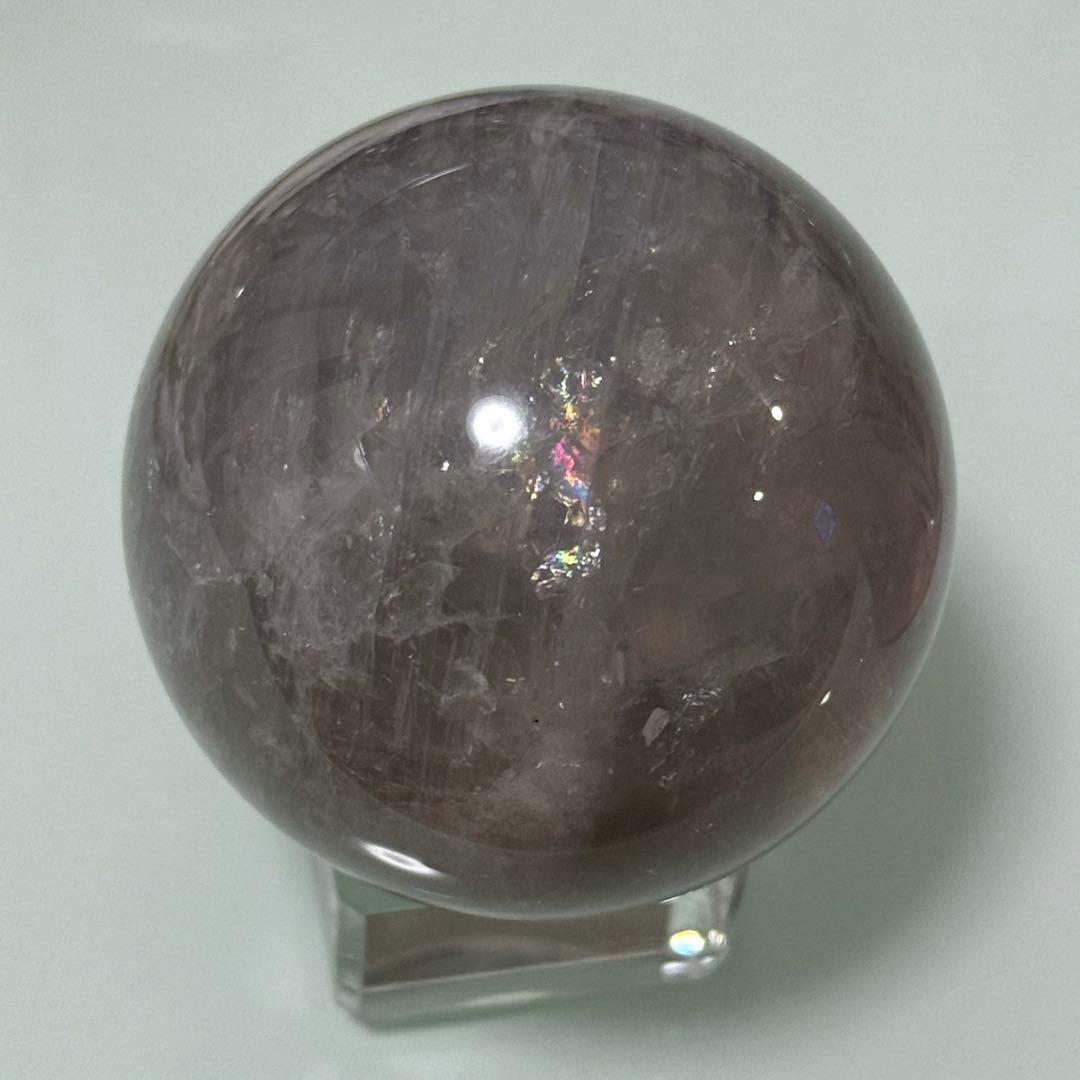 ブルーローズクォーツ　グレー　スフィア　53mm マダガスカル産　天然石