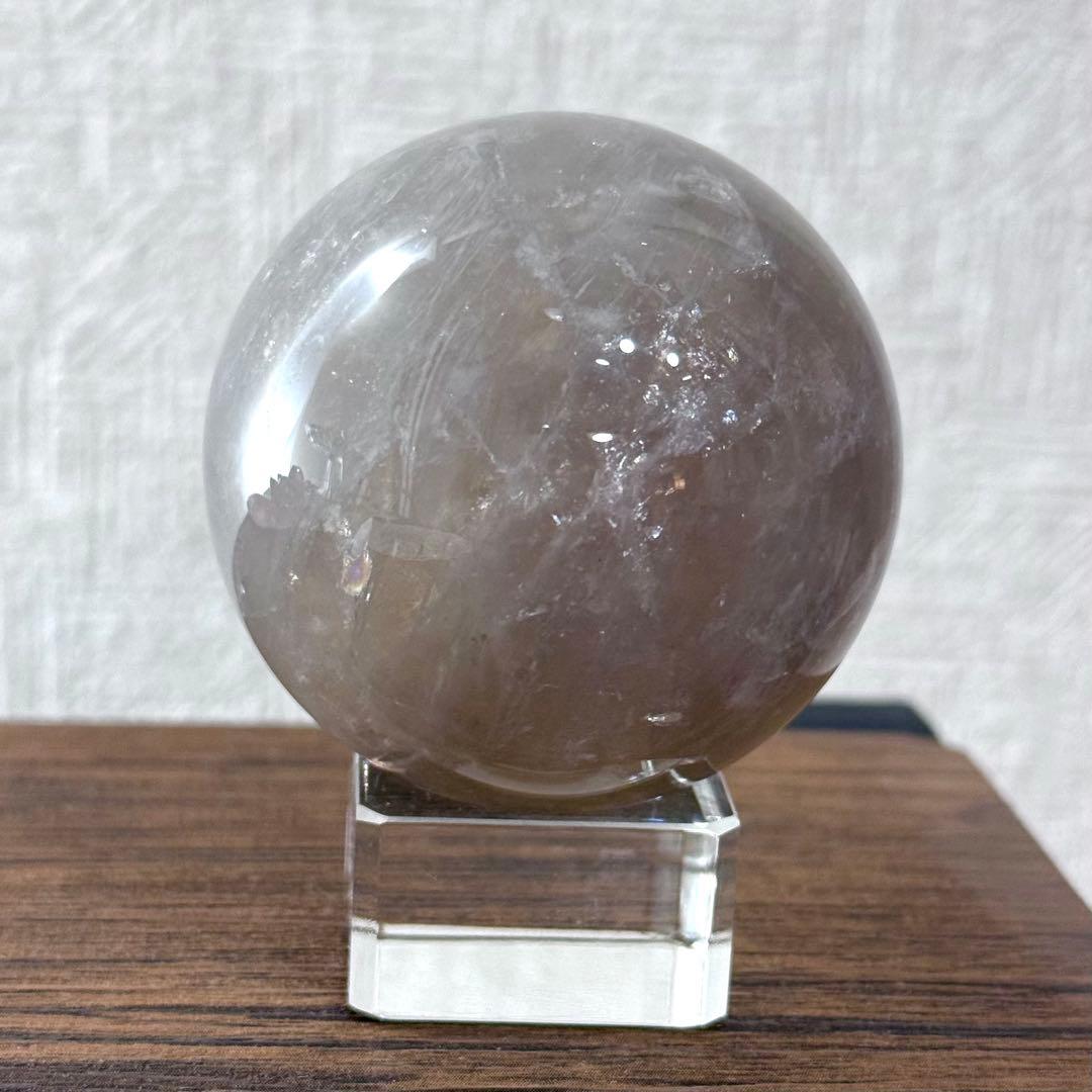 ブルーローズクォーツ　グレー　スフィア　53mm マダガスカル産　天然石